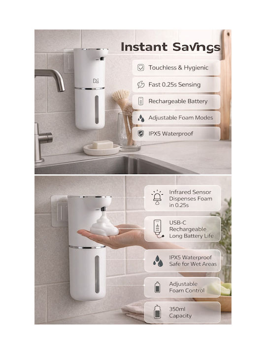 Dozator De Bucătărie Metalic Automat Alb 350ml