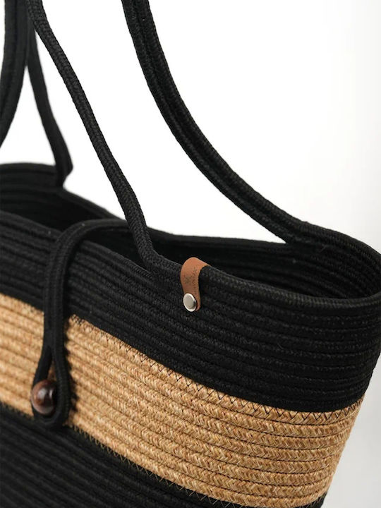 Wicker Black Beach Bag