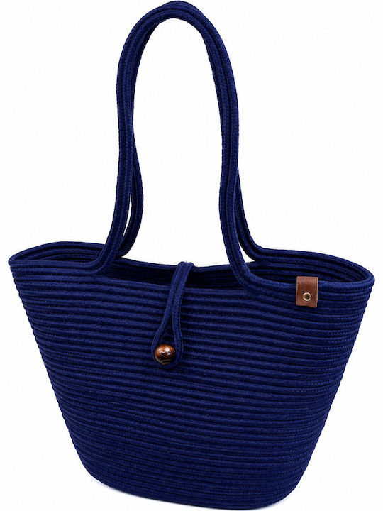 Wicker Blue Beach Bag