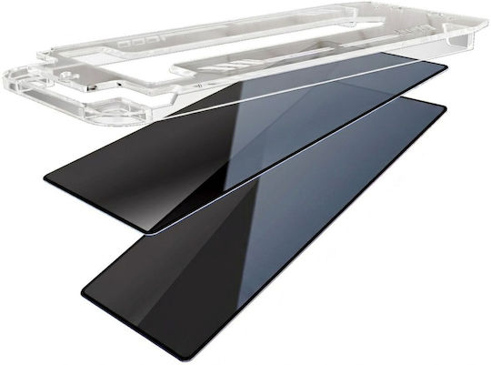 3mk Set 2 Anti-spy Tempered Glass Screen Protectors Galaxy S25 Edge Applicator Transparent Black