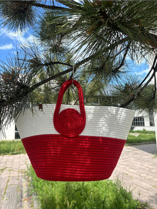 Плажна Чанта От Слама Червена