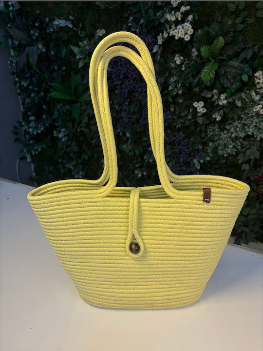 Wicker Yellow Beach Bag