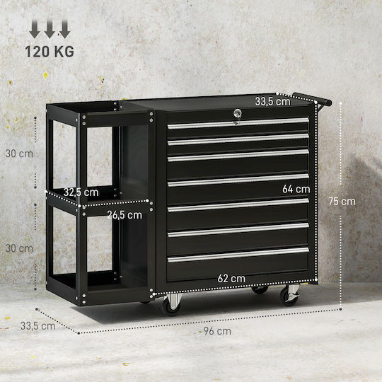 HomCom Wheeled Metallic Tool Chest