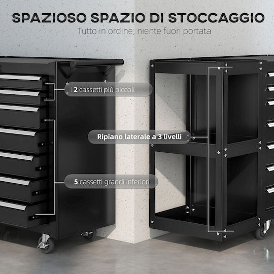 HomCom Wheeled Metallic Tool Chest
