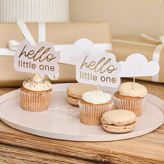 Διακοσμητικά Cupcakes "hello Little One" & Συννεφάκια 12τμχ