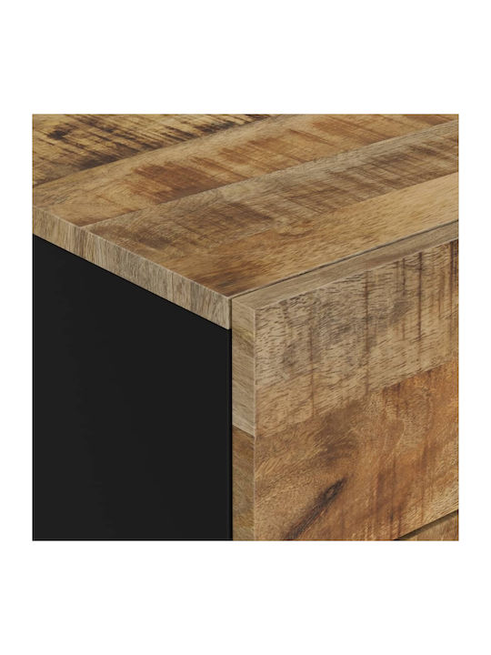 Wooden Bedside Table with Metal Legs Beige 50x33x60cm
