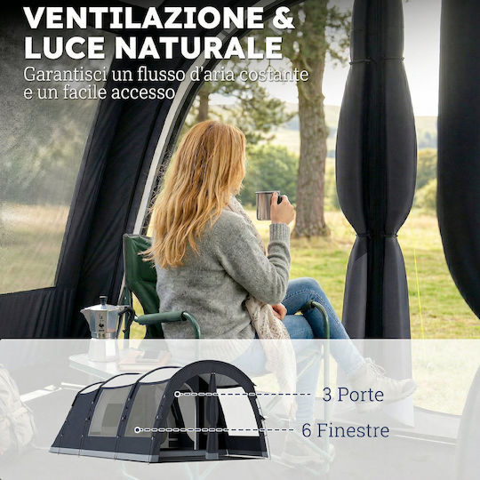 Outsunny Camping Tent Tunnel Blue 4 Seasons For 4 People 540x320x210cm