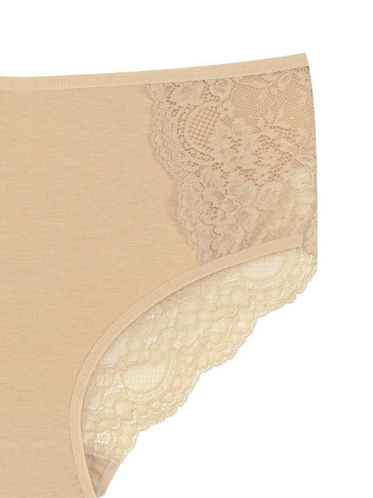 Baumwoll Hohe Taille Damen-Slip 3er Pack mit Spitze