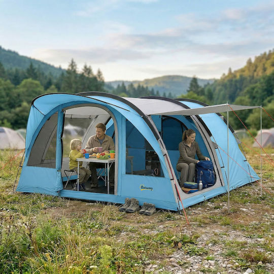 Outsunny Camping Tent Tunnel Grey 4 Seasons For 4 People 565x370x200cm