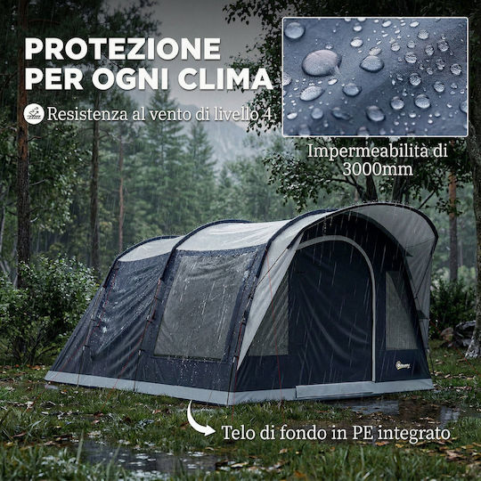 Outsunny Camping Tent Tunnel Blue 4 Seasons For 4 People 480x300x213cm