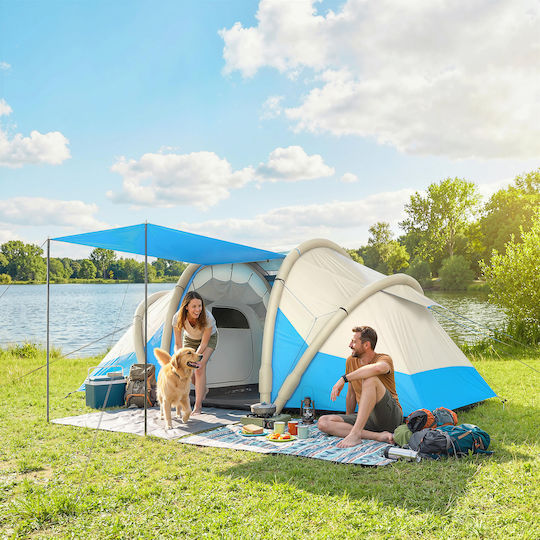 Outsunny Σκηνή Camping Τούνελ Φουσκωτή Αποθήκευσης Μπλε 4 Εποχών για 4 Άτομα 485x245x188εκ.