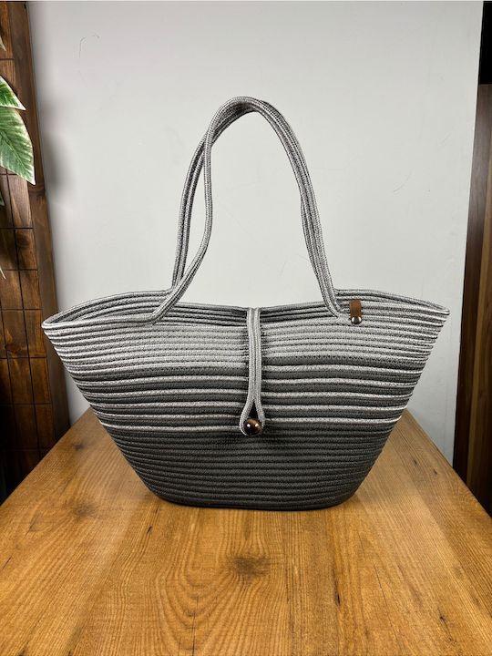 Wicker Grey Beach Bag
