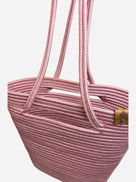 Wicker Beach Bag Pink