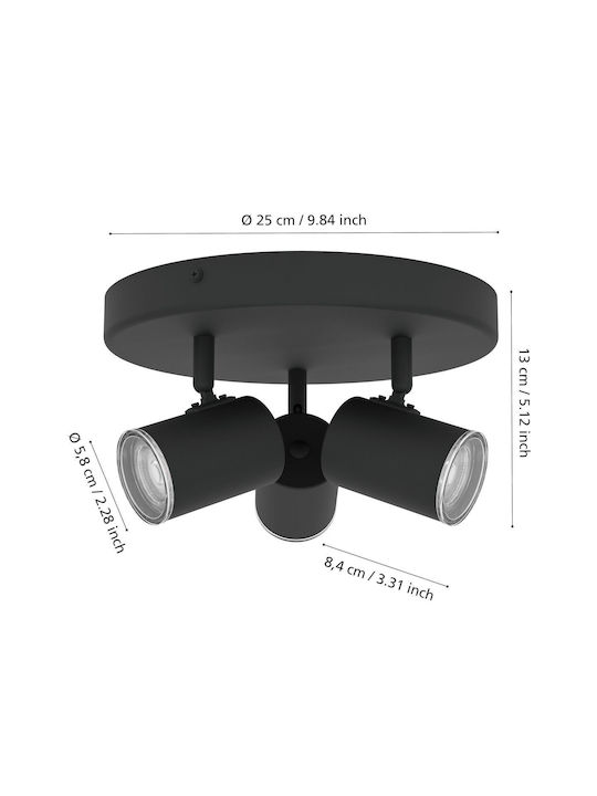 Eglo Consuma Deckenleuchte Badezimmer 25cm Schwarze mit GU10 Lampensockel