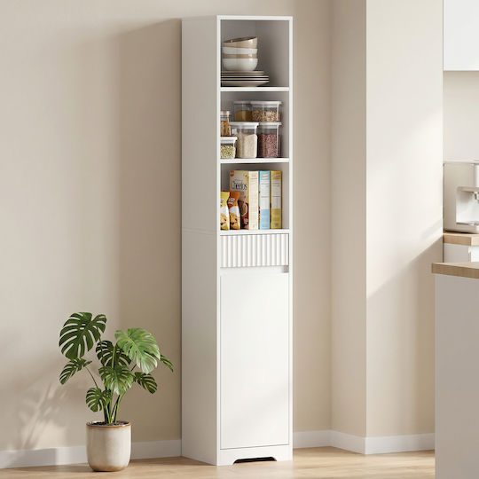 HomCom Badezimmer-Säulenschrank Boden Weiß
