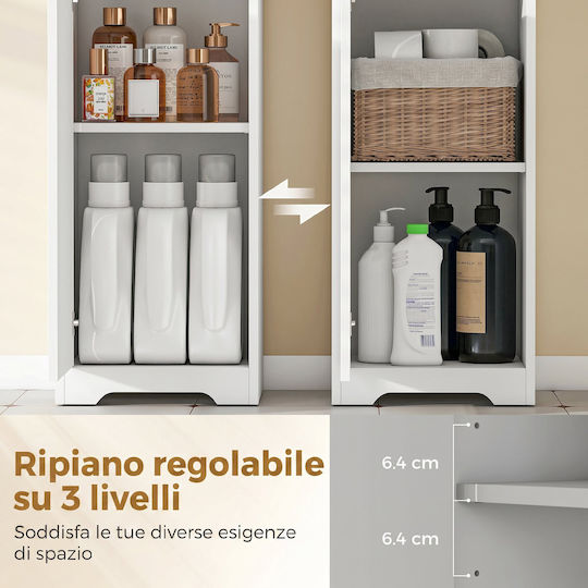HomCom Badezimmer-Säulenschrank Boden Weiß