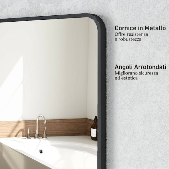 HomCom Oglindă De Baie Rectangulară Din Metal 50x70cm Neagră