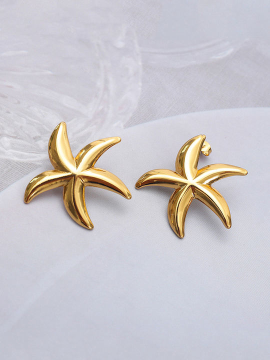Gold Plated Steel Light Blue Earrings Enp-018313-P18313