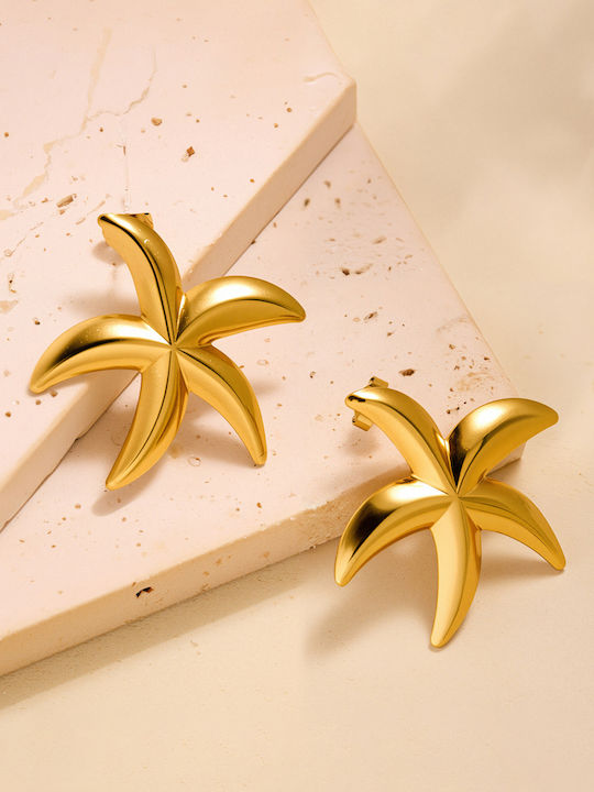 Gold Plated Steel Light Blue Earrings Enp-018313-P18313