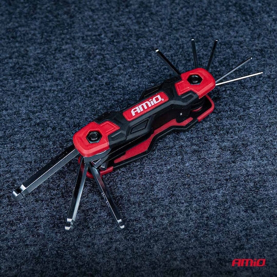 Amio Folding Allen Wrenches Imbus Cr-v 1.5-8mm Multi-Tool Heavy Duty Stable Fit On Screw & Daily Use 1 Piece 04788/am