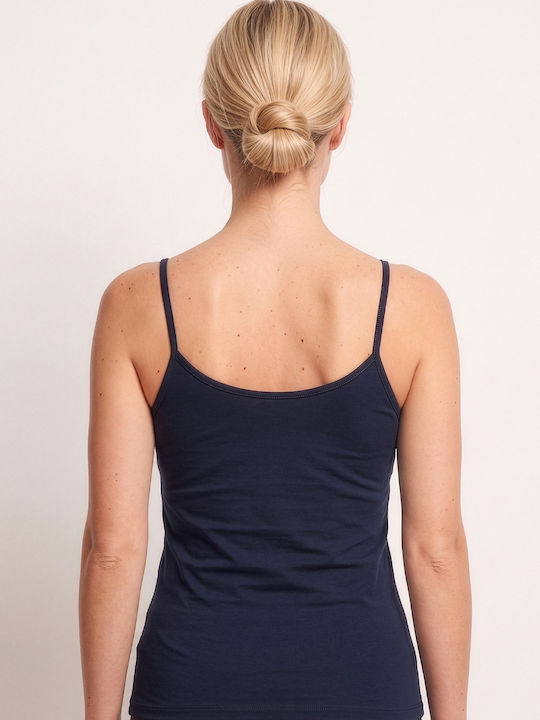 Sleeveless Cotton Navy Blue Women's T-Shirt
