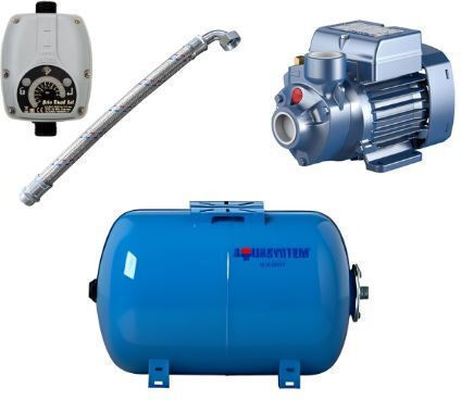 Pedrollo MONTAJ PKm 60 + Cu o singură fază Pompa de presiune pentru apă cu rezervor Orizontal de 24lt litri 0.5hp