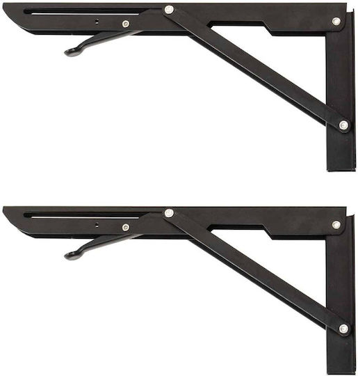 Raft De Colț Pliabil Din Metal În Culoare Neagră 2 Bucăți ZTS8133B