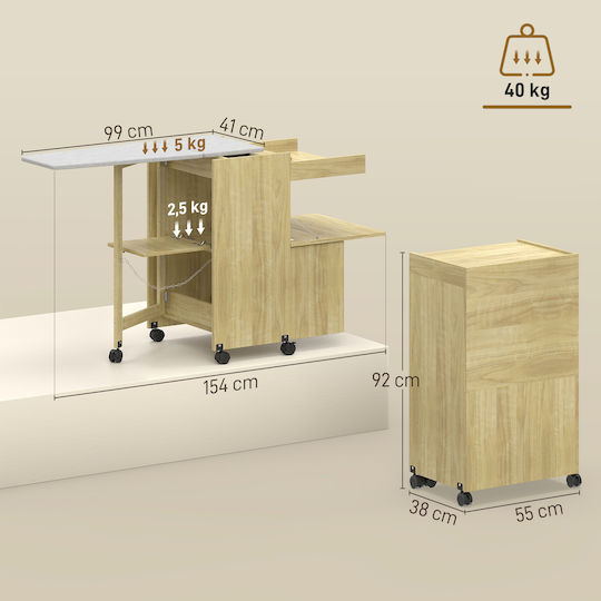 HomCom Bügelbrett Für Dampfbügeleisen Zusammenklappbar 87x41cm