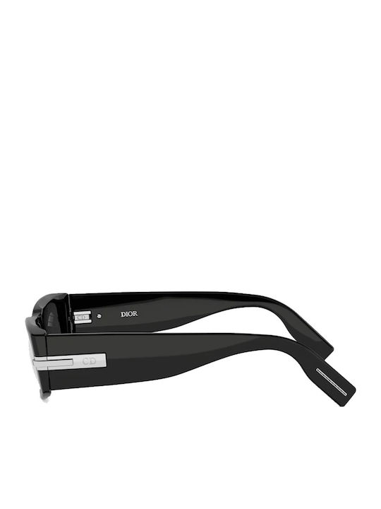 Dior Unisex Sunglasses with Black Horn-Rimmed Frame and Black Lens