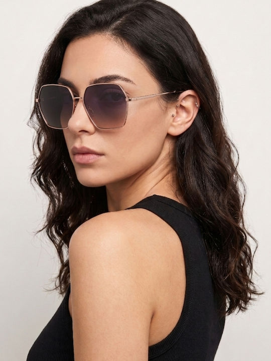 Luigi Unisex Sunglasses with Pink Metallic Frame and Pink Lens