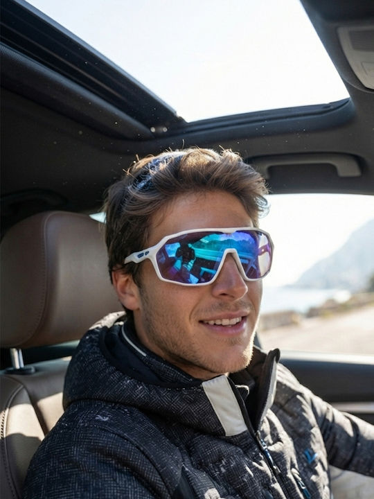 Sharks Bay Clothing Unisex Sunglasses with Blue Frame and Blue Mirror Lens SUNSB009G