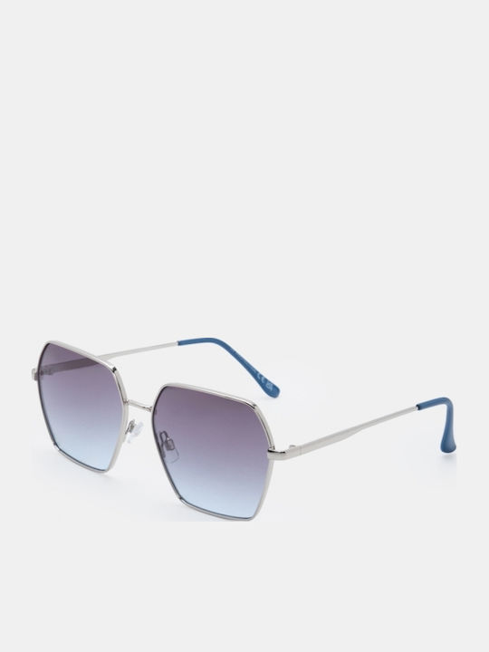 Luigi Unisex Sunglasses With Blue Metallic Frame And Blue Lens