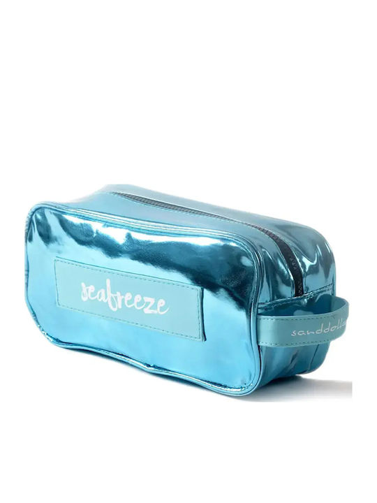 Women's Cosmetic Bag Sanddollar Seabreeze 504-4-1 B17830 Water-repellent Pvc Xl 24.5 X 11.5 Cm Metallic Turquoise