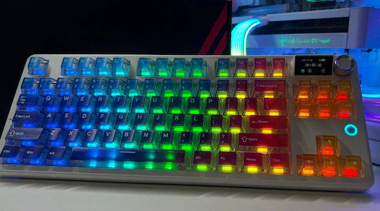 Ajazz MK87 Pro Wireless Gaming Mechanical Keyboard Tenkeyless with RGB Lighting English US Transparent Gradient Blue-Purple Pink-Orange