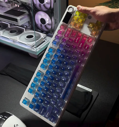 Ajazz MK87 Pro Wireless Gaming Mechanical Keyboard Tenkeyless with RGB Lighting English US Transparent Gradient Blue-Purple Pink-Orange