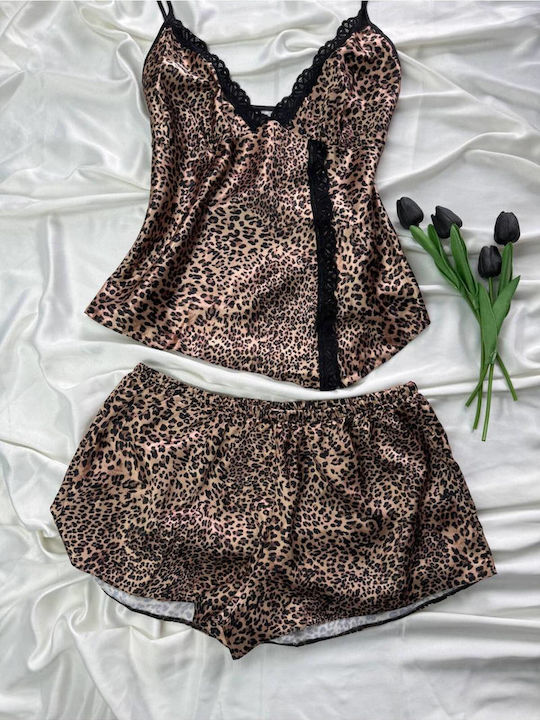 Sommerliches Damen-Set Schlafanzüge Satin
