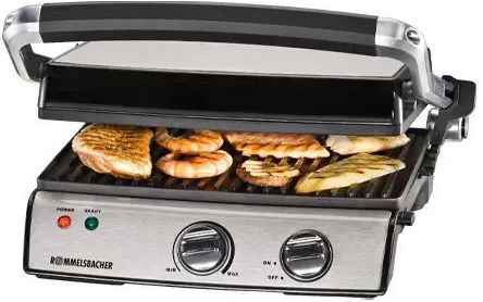 Rommelsbacher KG 2020 Tabletop Electric Grill Grill 800W Inox with Adjustable Thermostat