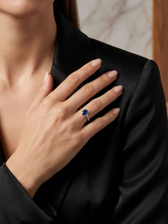Kiriakos Gofas Women's Ring with Diamond in 18K White Gold