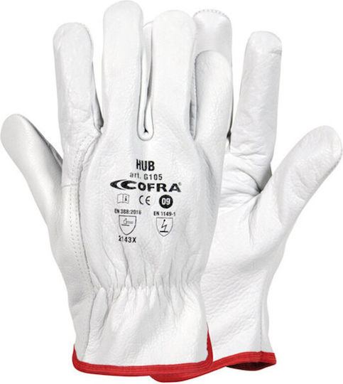 Cofra Hub Sicherheitshandschuhe Weiß Leder