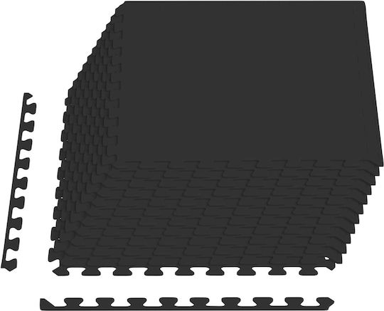 vidaXL vidaXL Gym Puzzle Mats Black 60x60cm 12 Pieces