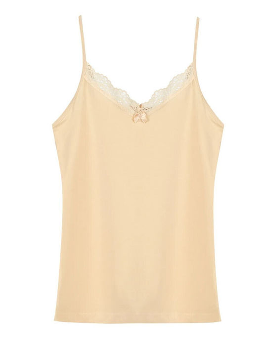 Sleeveless Cotton Beige Women's Undershirt