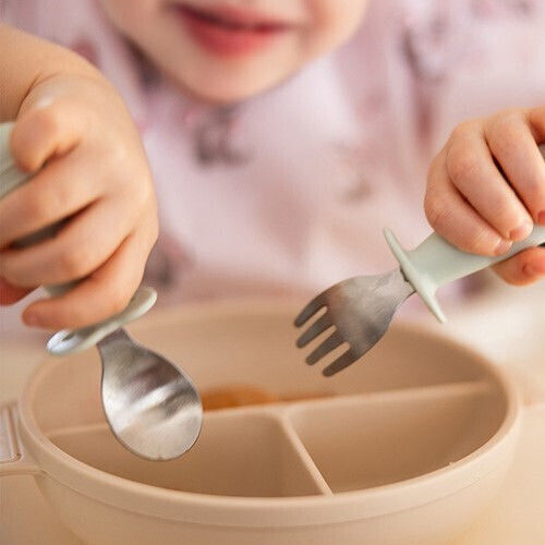 Babyono Βρεφικό Σετ με Κουτάλια από Σιλικόνη Γαλάζια 2τμχ