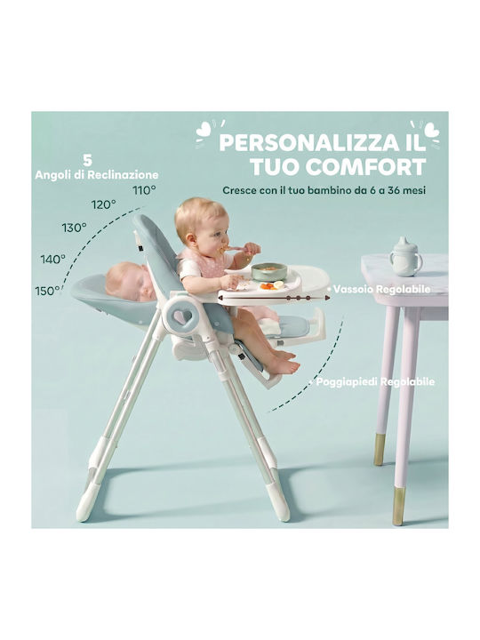 Aiyaplay Foldable Baby Highchair with Adjustable Height Green