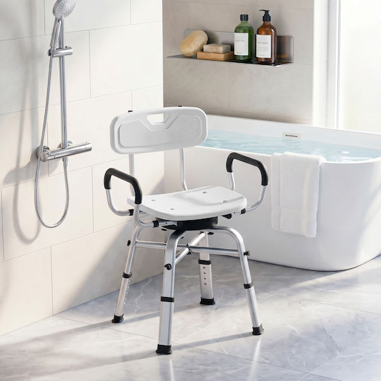 HomCom Toilettenstuhl mit Rückenlehne 712-077V00WT