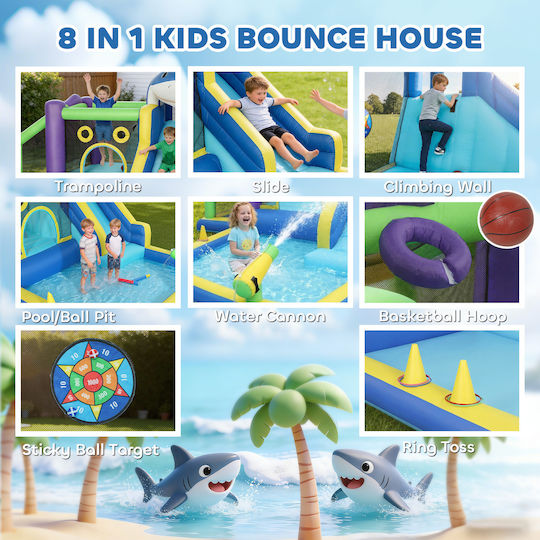 Aiyaplay Inflatable Castle with Trampoline & Slide for Ages 3-8