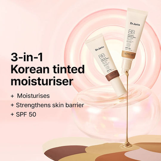 Dr. Jart+ Premium Beauty BB Light Medium Face Day Balm with SPF50 for Moisturizing and Brightening with Niacinamide 40ml