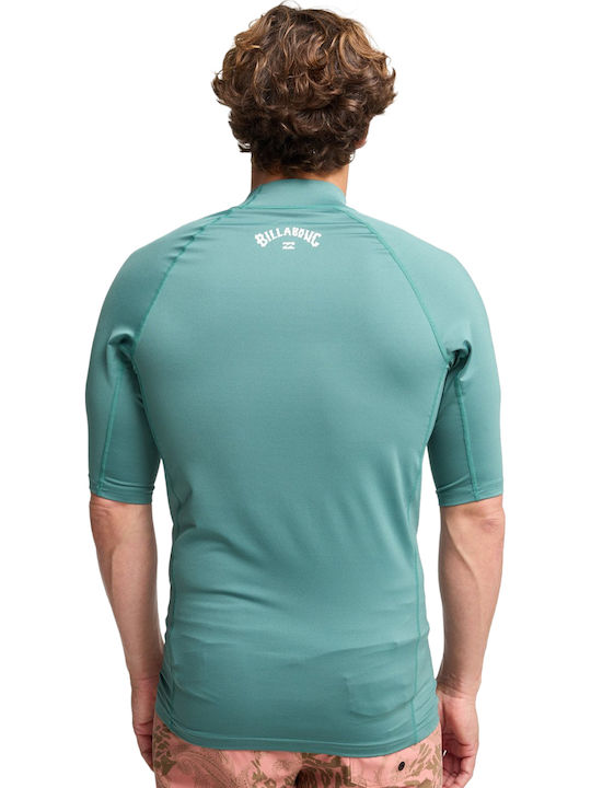 Billabong Waves UPF 50 Men Short Sleeve Sun Protection Shirt Green