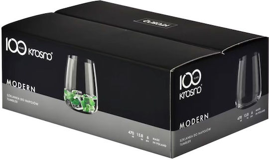 Krosno Modern Set of Water / Cocktail Glasses Glass 470ml 6 Pieces