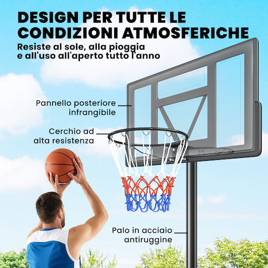 Sportnow Μπασκέτα με Βάση και Ρυθμιζόμενο Ύψος
