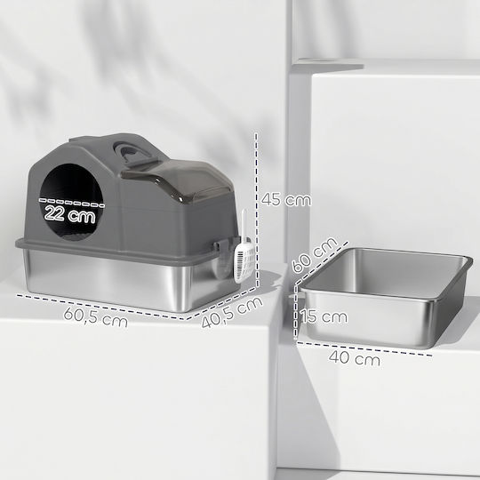Pawhut Τουαλέτα Γάτας Κλειστή Γκρι Μ22 x Π22cm
